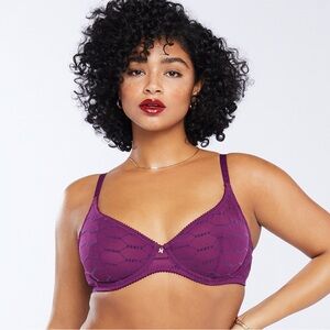 Savage X Fenty Flocked Logo Unlined Bra, Size 36C